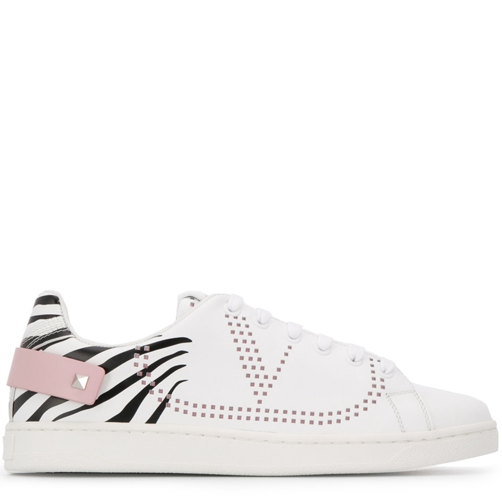 New Valentino Garavani VLogo sneakers zebra print leather white sneakers 38.5
